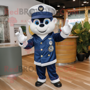 Navy Pho mascot costume character dressed with a Suit Pants and Gloves