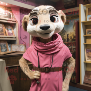 Pink Meerkat maskot kostume...