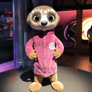 Pink Meerkat maskot kostume...