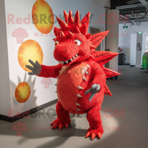 Rode Stegosaurus mascotte...