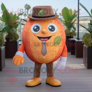 Brown Grapefruit mascot costume character dressed with a Romper and Cufflinks