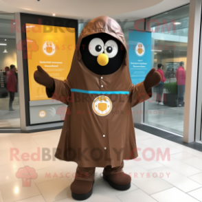 Brown Shakshuka mascot costume character dressed with a Raincoat and Cufflinks