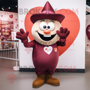 Maroon Heart maskot drakt...