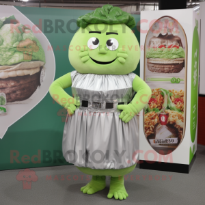 Silver Corned Beef And Cabbage mascot costume character dressed with a Mini Dress and Bracelet watches