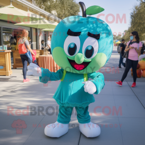 Teal Apple mascotte kostuum...