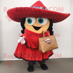 Red Nachos mascot costume character dressed with a Blouse and Handbags