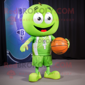 Lime Green Basketball Ball mascot costume character dressed with a Cargo Pants and Wraps