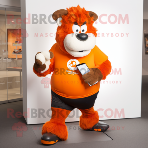 Orange Bison maskot kostume...