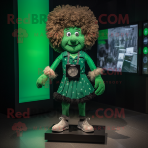 Green Irish Dancing Shoes mascot costume character dressed with a Romper and Digital watches