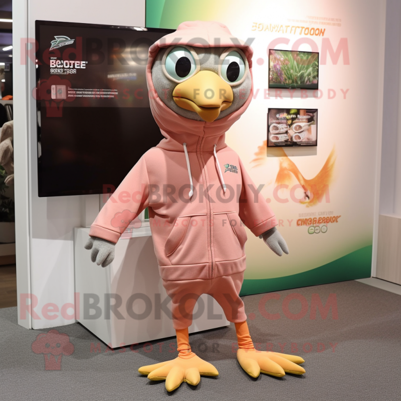 Peach Archeopteryx mascot costume character dressed with a Hoodie and Anklets