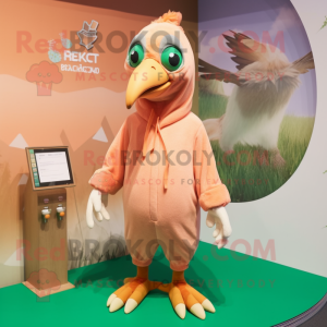 Peach Archeopteryx mascot costume character dressed with a Hoodie and Anklets