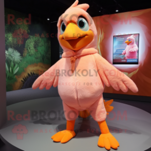 Peach Archeopteryx mascot costume character dressed with a Hoodie and Anklets