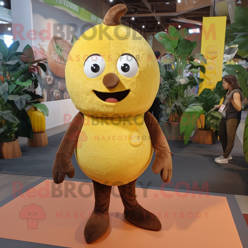 Brown Lemon mascot costume character dressed with a Jeggings and Necklaces