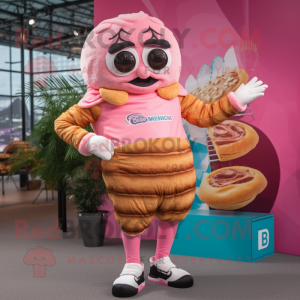 Rosa croissant maskotdräkt...