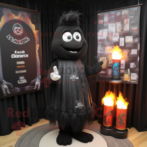 Black Scented Candle mascot costume character dressed with a Cardigan and Ties