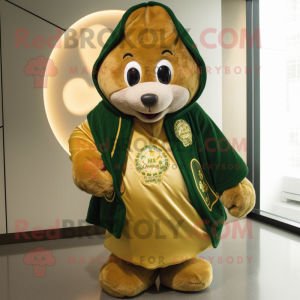 Gold Bunch Of Shamrocks mascot costume character dressed with a Parka and Shawls