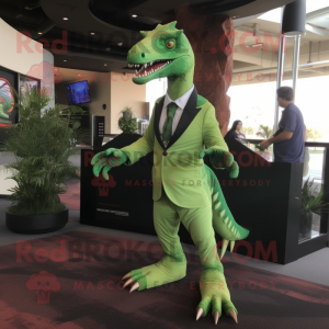 Groen Utahraptor mascotte...