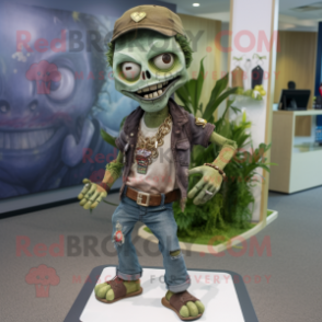 Olive Undead mascot costume character dressed with a Bootcut Jeans and Bracelets