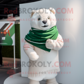 White Irish Flag mascot costume character dressed with a Sweater and Wraps
