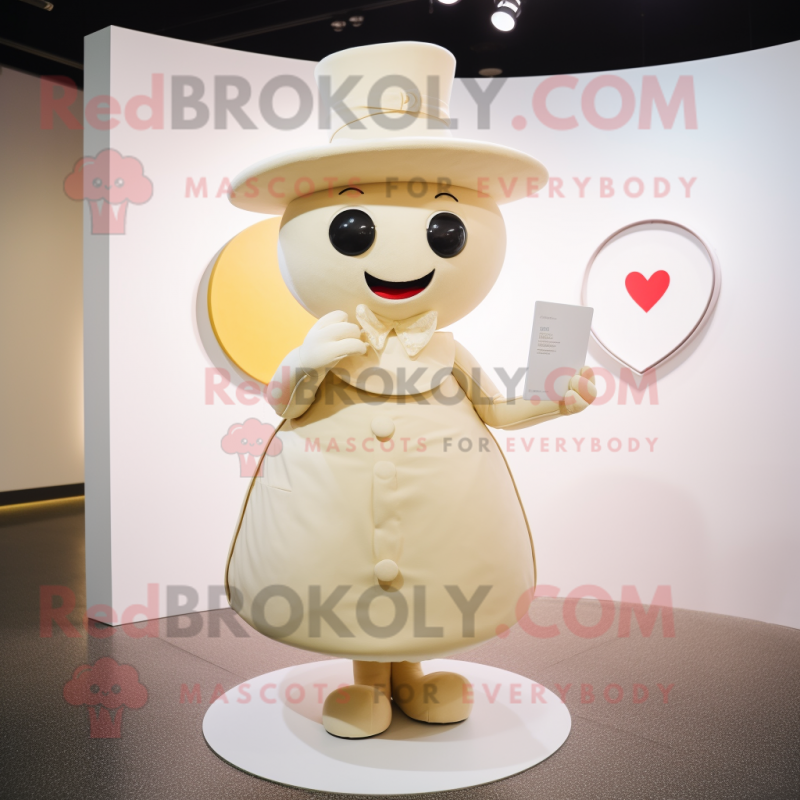 Cream Love Letter mascot costume character dressed with a Circle Skirt and Hat pins