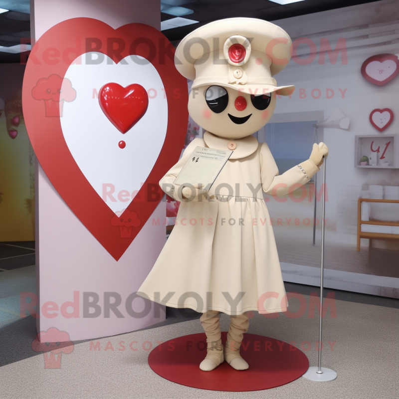 Cream Love Letter mascot costume character dressed with a Circle Skirt and Hat pins