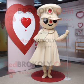 Cream Love Letter mascot costume character dressed with a Circle Skirt and Hat pins