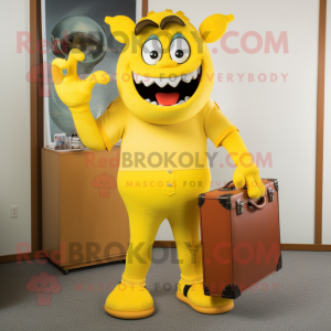 Yellow Devil maskot kostume...