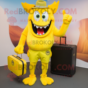 Yellow Devil maskot kostume...