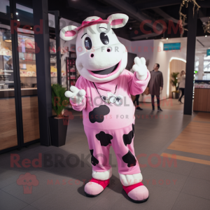 Pink Holstein Cow mascotte...