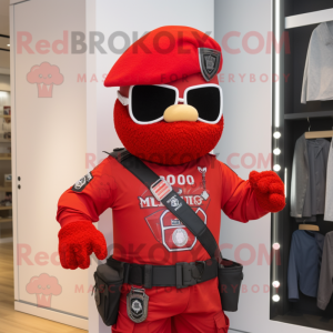 Rød Commando maskot kostume...