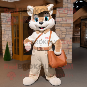 Cream Marten maskot kostume...