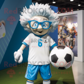 nan Soccer Ball mascot costume character dressed with a T-Shirt and Eyeglasses