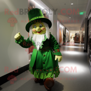 nan Leprechaun mascot costume character dressed with a A-Line Dress and Gloves