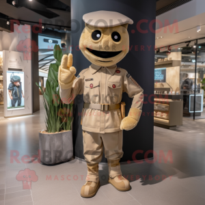 Tan Soldier maskot kostume...