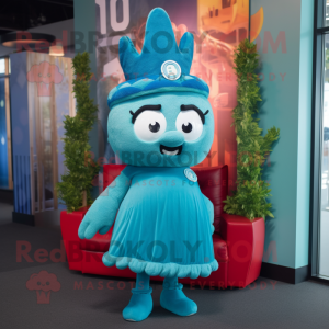 Teal Queen mascotte kostuum...