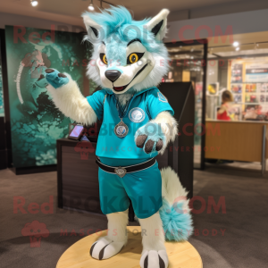 Cyan Say Wolf Maskottchen...