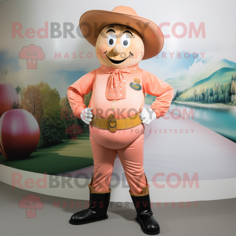 Peach Cowboy mascot costume character dressed with a Capri Pants and Cufflinks