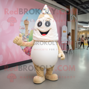 Cream Ice Cream Cone mascot costume character dressed with a Swimwear and Anklets