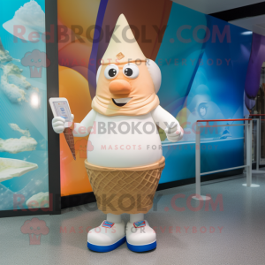 Cream Ice Cream Cone mascot costume character dressed with a Swimwear and Anklets