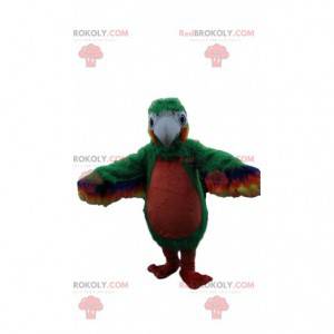 Mascotte groene en rode papegaai, kostuum exotische vogels -
