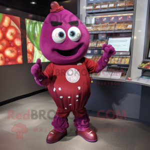 Maroon Plum maskot kostume...