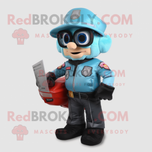 Cyan Fire Fighter maskot...