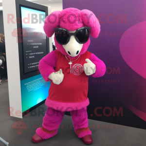 Magenta Ram maskot kostume...