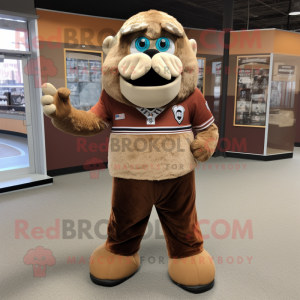 Brown Ice mascot costume character dressed with a Shorts and Belts