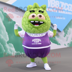 Lavender Corned Beef And Cabbage mascot costume character dressed with a One-Piece Swimsuit and Bracelets