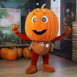 Rust Pumpkin mascot costume character dressed with a Skinny Jeans and Belts