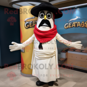 Cream Fajitas mascot costume character dressed with a Tuxedo and Scarf clips