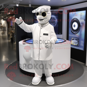 White Gyro mascot costume character dressed with a V-Neck Tee and Cufflinks