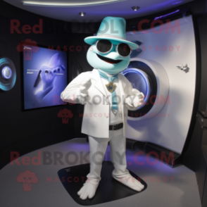 White Gyro mascot costume character dressed with a V-Neck Tee and Cufflinks