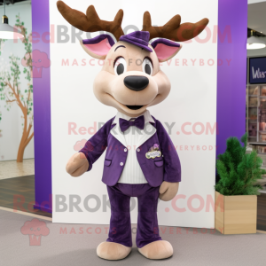 Purple Deer mascot costume character dressed with a Chinos and Bow ties